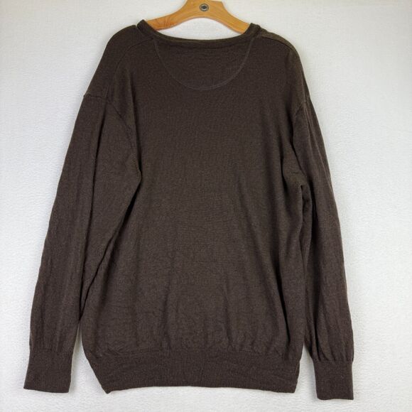 Orvis‎ Sweater Mens XL Brown 100% Merino Wool V Neck Pullover Dad Preppy Golf - Picture 4 of 6